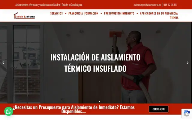Portada de la web de Aisla y Ahorra