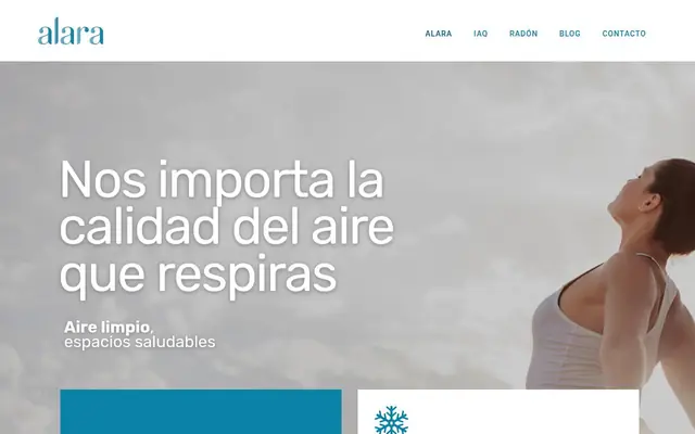 Portada de la web de ALARA IAQ (Radon0)