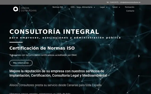 Portada de la web de Alisios Consultores