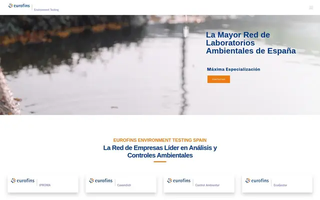 Portada de la web de Eurofins Environment Testing Spain