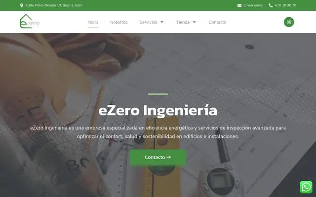 Portada de la web de eZero Ingeniería