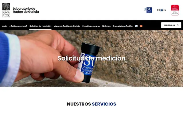 Portada de la web de Laboratorio de Radón de Galicia