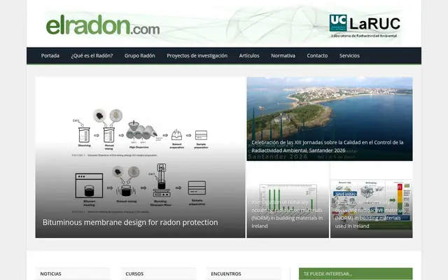 Portada de la web de Laboratorio de Radiactividad Ambiental (LARUC) · Universidad de Cantabria