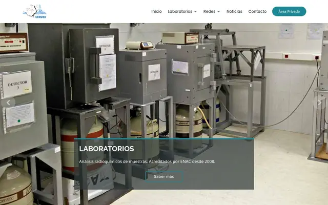 Portada de la web de Laboratorio de Radioactividad Ambiental de la Universidad de Extremadura (LARUEX)