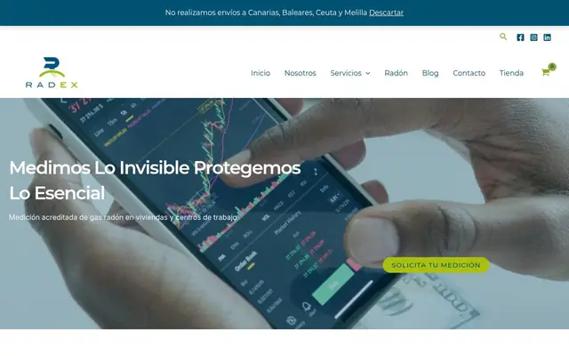 Portada de la web de Radex