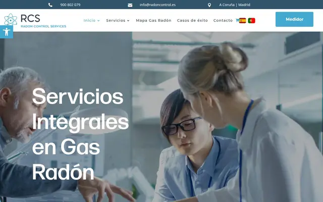 Portada de la web de Radón Control Services