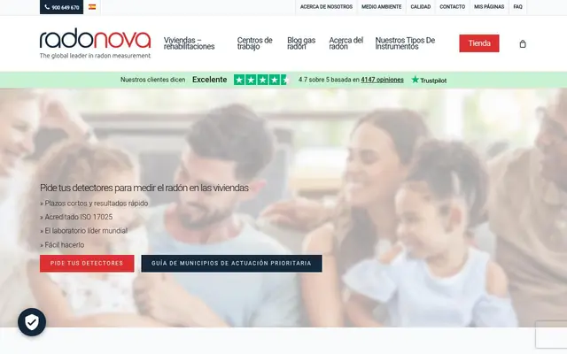 Portada de la web de Radonova