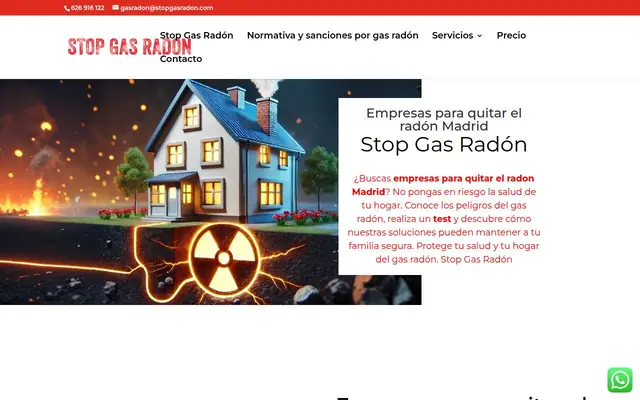Portada de la web de Stop Gas Radón